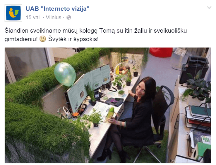 Facebook pranešimo pavyzdys