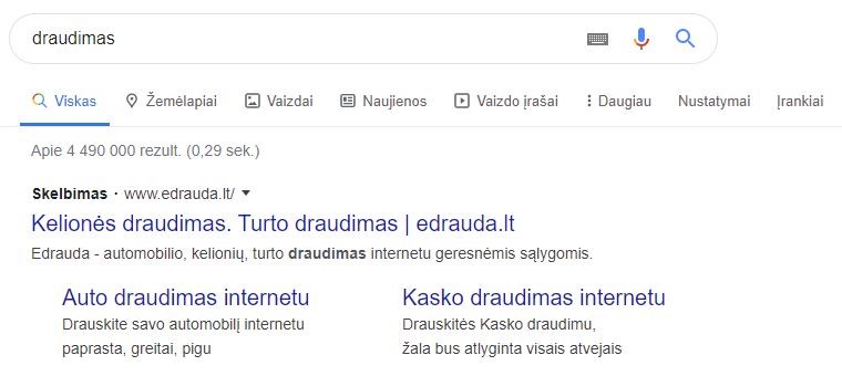 Google reklama paieškoje