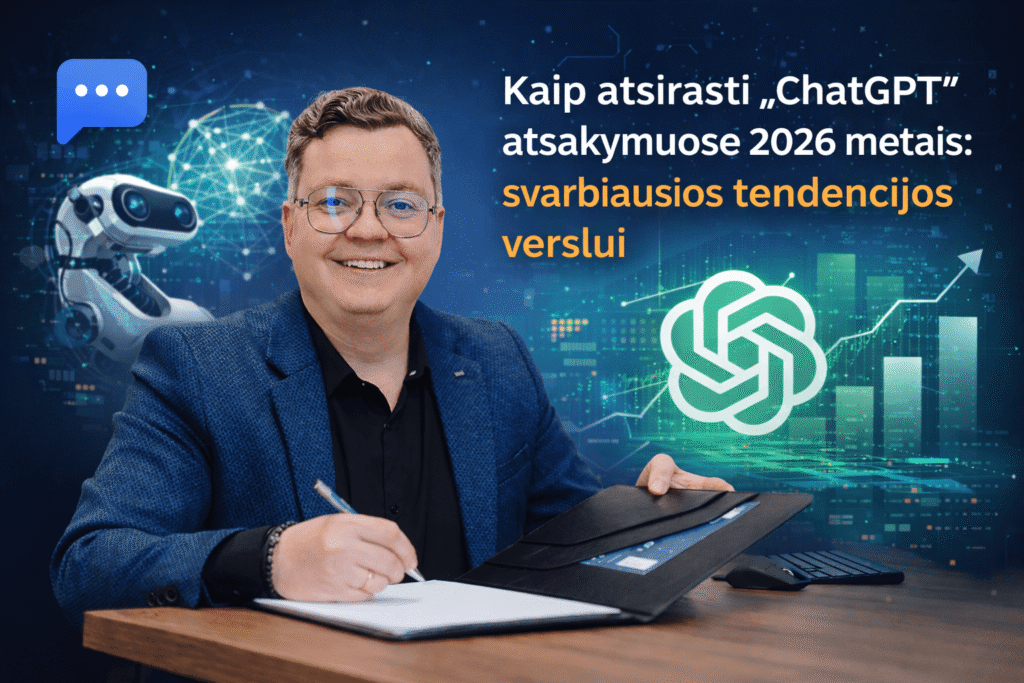 Kaip atsirasti „ChatGPT“ atsakymuose 2026 metais: svarbiausios tendencijos verslui